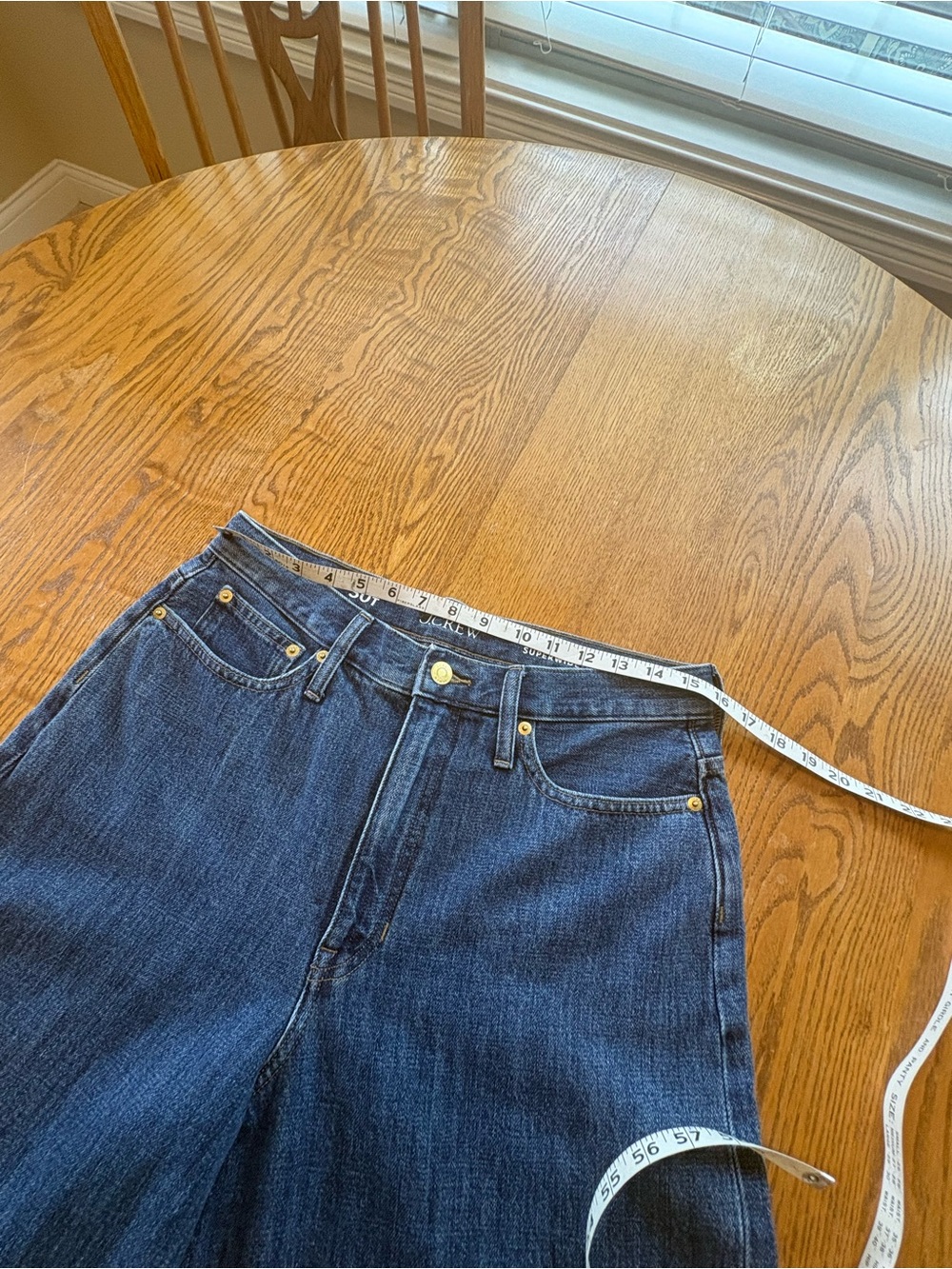 J. Crew High Rise Super Wide Leg Jeans Mid Blue Denim Baggy Size 30T 34” EUC - Picture 8 of 12
